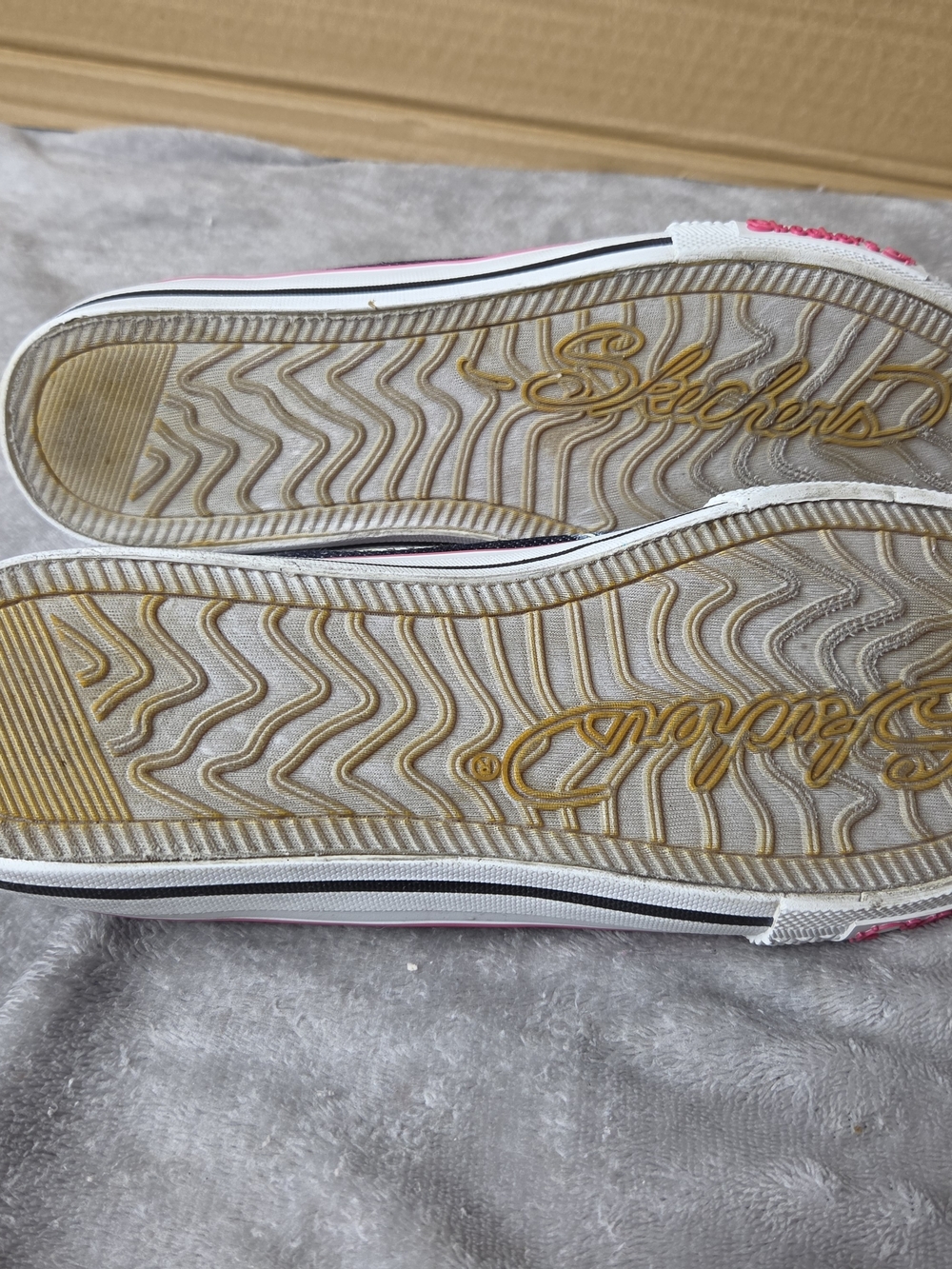 Skechers Twinkle Toes Womens Sneakers Pink Black Striped Canvas Laceless Y2K - Picture 10 of 11